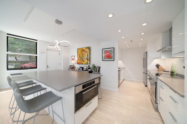 Interior, Kitchen, Pendant Lights, Recessed Lighting, Wood Texture Flooring