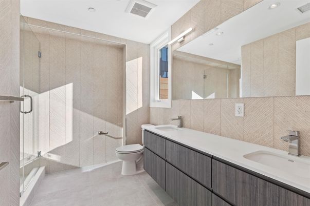 Bathroom, Dual Sink Vanities, Glass Shower, Interior, Recessed Lighting
