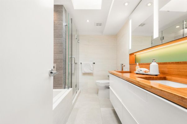 Bathroom, Dual Sink Vanities, Glass Shower, Interior, Recessed Lighting