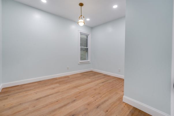 Empty room, Interior, Pendant Lights, Recessed Lighting, Wood Texture Flooring