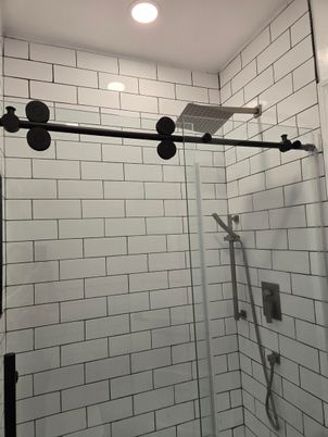 Bathroom, Glass Shower, Interior, Recessed Lighting