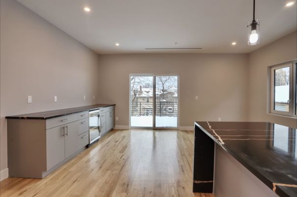 Interior, Kitchen, Pendant Lights, Recessed Lighting, Wood Texture Flooring