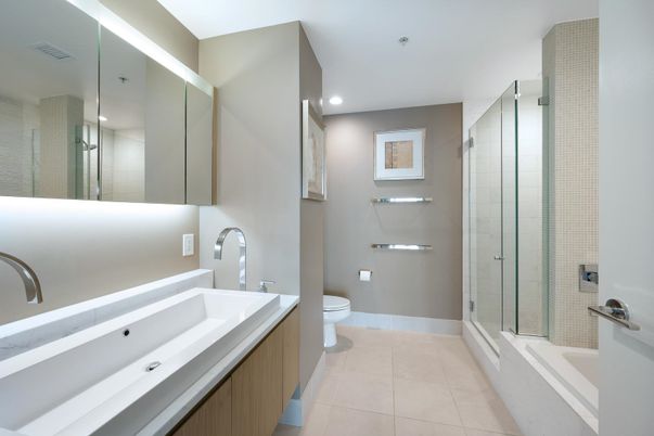 Bathroom, Glass Shower, Interior, Recessed Lighting
