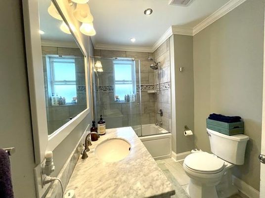 Bathroom, Glass Shower, Interior, Recessed Lighting