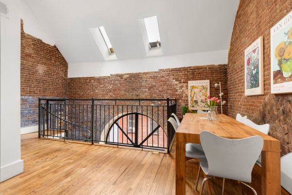 Dining room, Interior, Stone Walls, Wood Texture Flooring