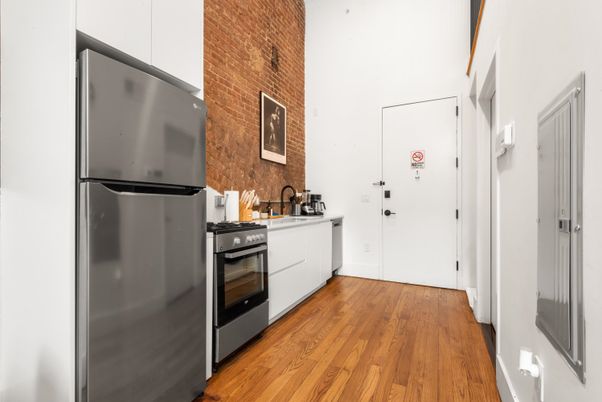 Interior, Kitchen, Stone Walls, Wood Texture Flooring