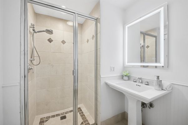 Bathroom, Glass Shower, Interior, Recessed Lighting