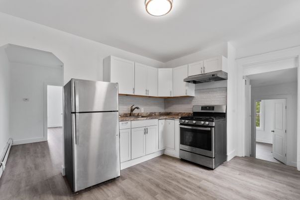 Interior, Kitchen, Stainless Steel Appliances, Wood Texture Flooring
