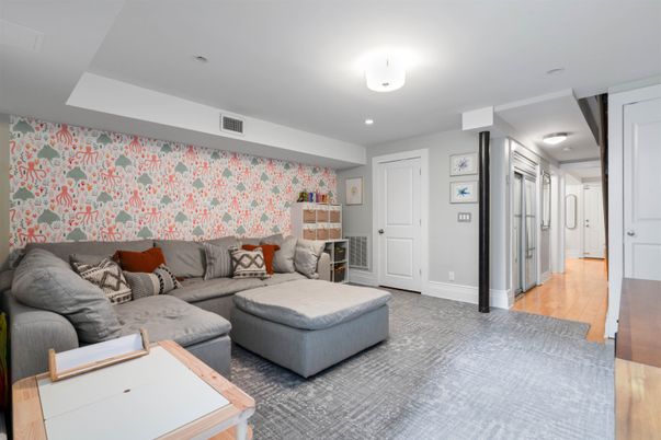 Interior, Living room, Recessed Lighting, Wood Texture Flooring