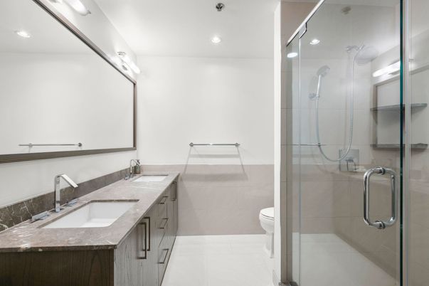 Bathroom, Dual Sink Vanities, Glass Shower, Interior, Recessed Lighting