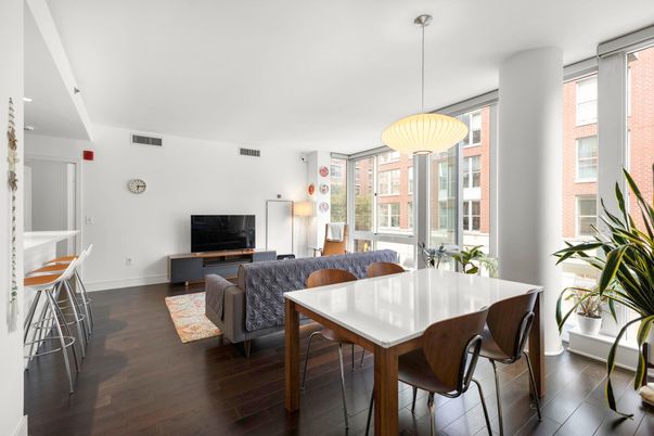 Dining room, Interior, Living room, Pendant Lights, Wood Texture Flooring