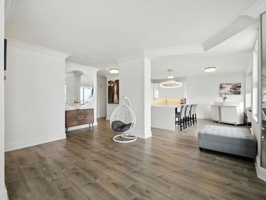 Interior, Kitchen, Pendant Lights, Wood Texture Flooring