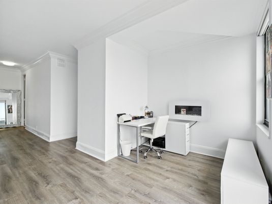Home Office, Interior, Recessed Lighting, Wood Texture Flooring