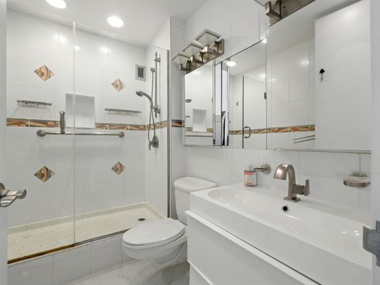 Bathroom, Glass Shower, Interior, Recessed Lighting