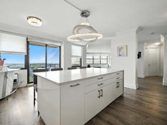 Interior, Kitchen, Pendant Lights, Wood Texture Flooring