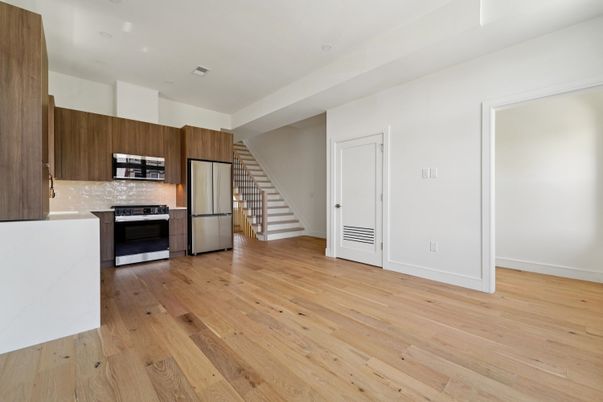 Interior, Kitchen, Stainless Steel Appliances, Wood Texture Flooring