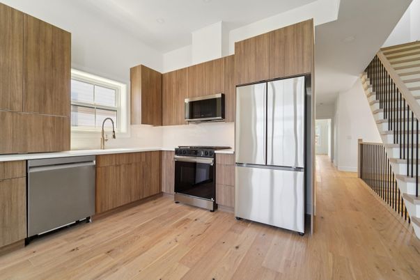 Interior, Kitchen, Stainless Steel Appliances, Wood Texture Flooring