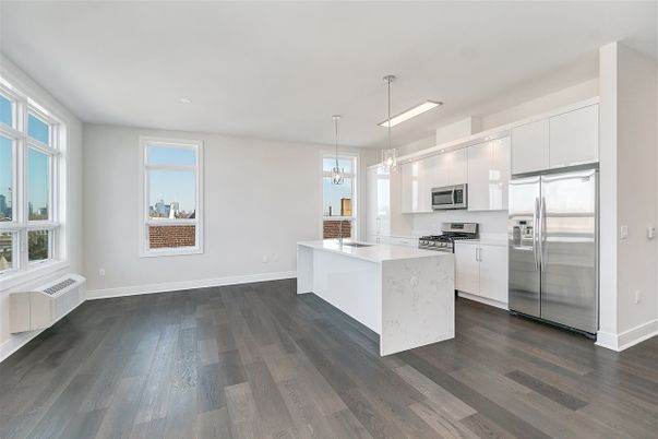 Interior, Kitchen, Pendant Lights, Stainless Steel Appliances, Wood Texture Flooring