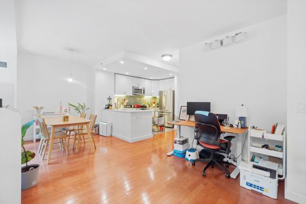 Home Office, Interior, Kitchen, Pendant Lights, Recessed Lighting, Wood Texture Flooring