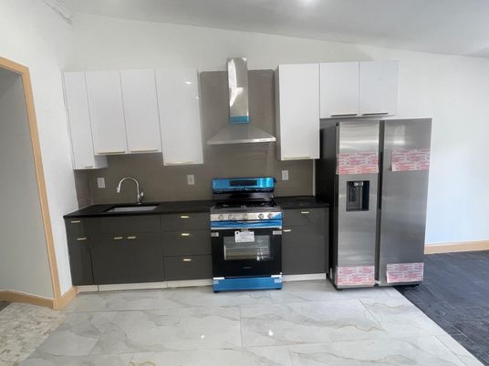 Interior, Kitchen, Marble, Stainless Steel Appliances, Wood Texture Flooring