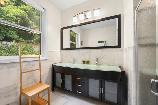 Bathroom, Dual Sink Vanities, Interior, Marble Walls