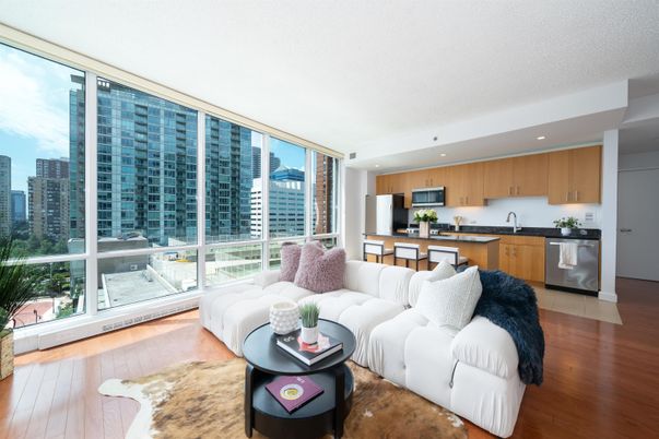 Interior, Kitchen, Living room, Recessed Lighting, Stainless Steel Appliances, Wood Texture Flooring
