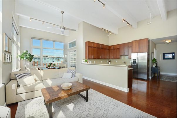 Interior, Kitchen, Living room, Stainless Steel Appliances, Wood Texture Flooring