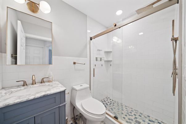 Bathroom, Glass Shower, Interior, Recessed Lighting