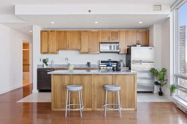 Interior, Kitchen, Recessed Lighting, Wood Texture Flooring