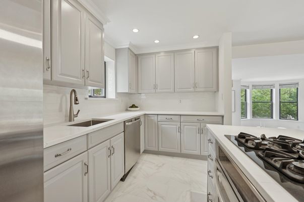Interior, Kitchen, Marble, Recessed Lighting, Stainless Steel Appliances