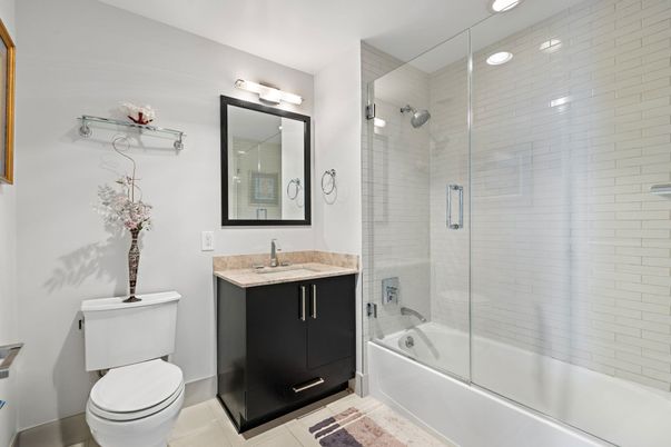 Bathroom, Glass Shower, Interior, Recessed Lighting