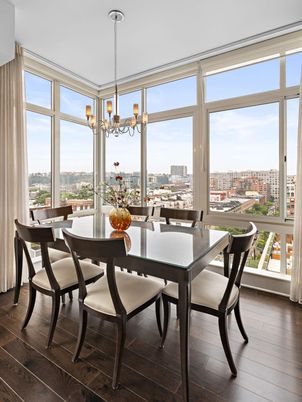 Chandelier, Dining room, Interior, Wood Texture Flooring