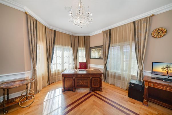 Chandelier, Home Office, Interior, Wood Texture Flooring