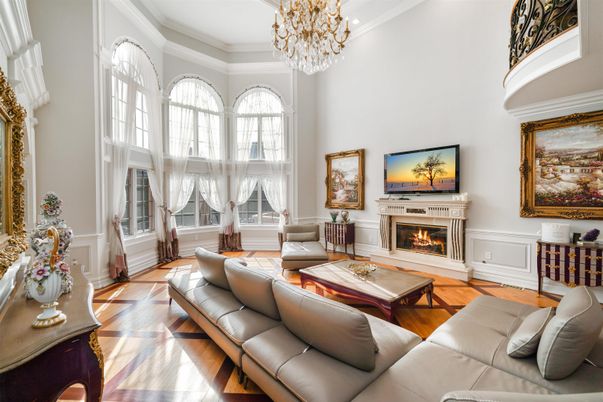 Chandelier, Fireplace, Interior, Living room, Wood Texture Flooring