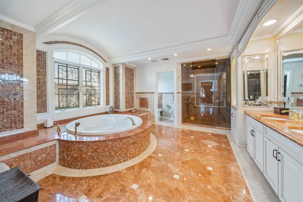 Bathroom, Glass Shower, Interior, Recessed Lighting