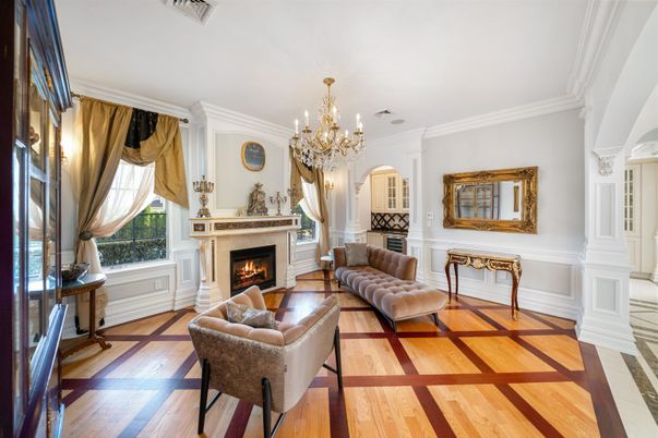 Chandelier, Fireplace, Interior, Living room, Wood Texture Flooring