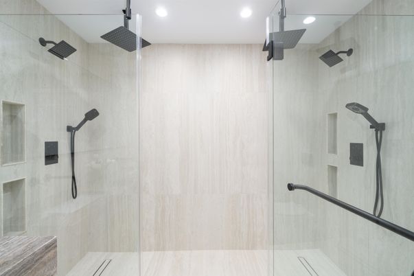 Bathroom, Glass Shower, Interior, Recessed Lighting