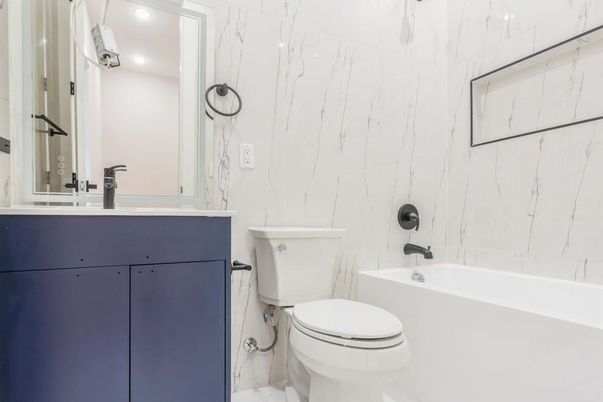 Bathroom, Interior, Marble Walls, Recessed Lighting
