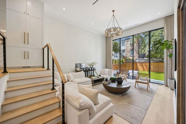 Chandelier, Interior, Living room, Pendant Lights, Recessed Lighting, Wood Texture Flooring