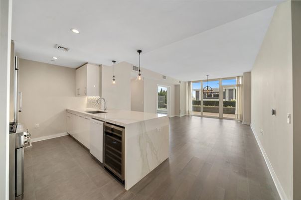 Interior, Kitchen, Pendant Lights, Recessed Lighting, Wood Texture Flooring