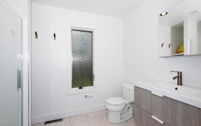 Bathroom, Glass Shower, Interior, Recessed Lighting
