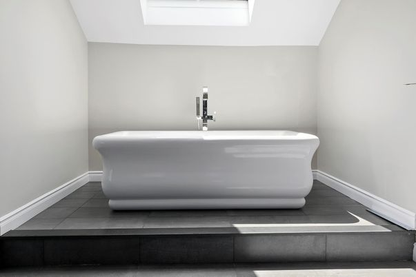 Bathroom, Free Standing Baths, Interior, Wood Texture Flooring