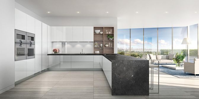 Interior, Kitchen, Living room, Recessed Lighting, Stainless Steel Appliances