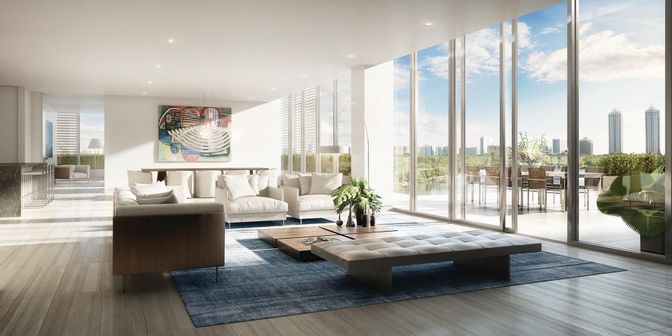 Interior, Living room, Pendant Lights, Recessed Lighting, Wood Texture Flooring