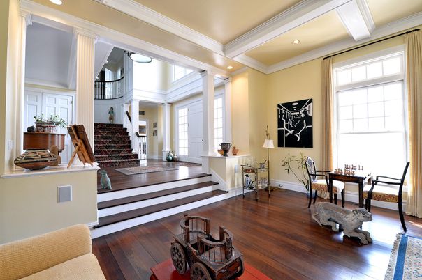 Dining room, Interior, Recessed Lighting, Wood Texture Flooring