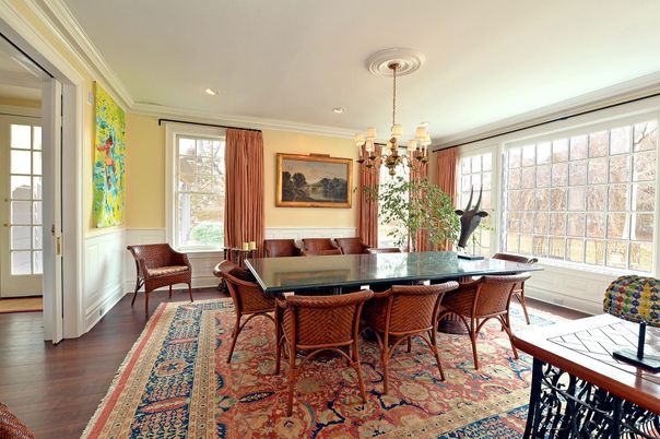 Chandelier, Dining room, Interior, Recessed Lighting, Wood Texture Flooring