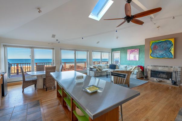 Dining room, Fireplace, Interior, Living room, Water, Wood Texture Flooring