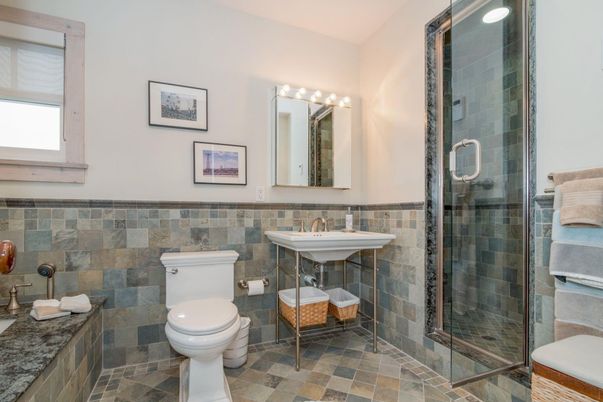 Bathroom, Glass Shower, Interior, Stone Walls