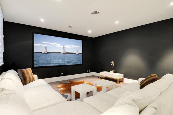 Interior, Living room, Projection Screen, Recessed Lighting