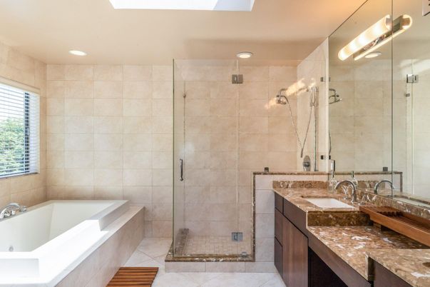 Bathroom, Dual Sink Vanities, Glass Shower, Interior, Recessed Lighting